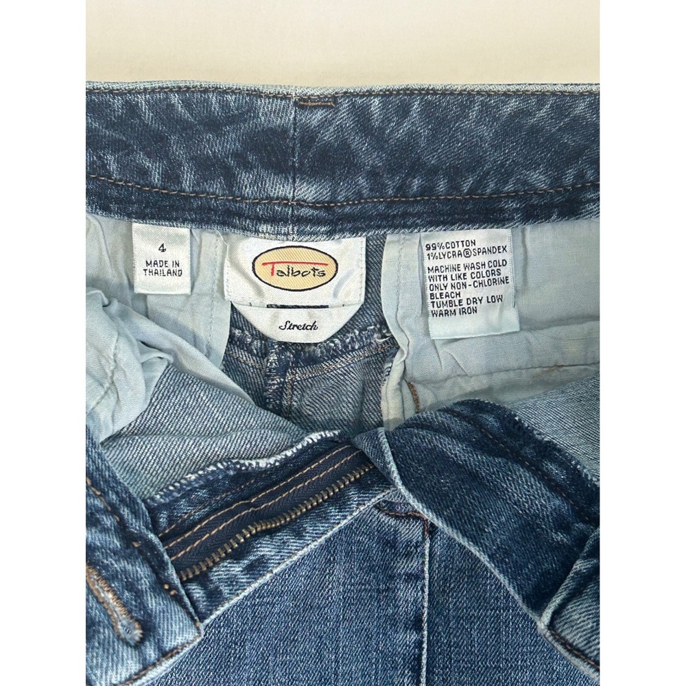 Talbots Womens Blue Denim A-Line‎ Skirt Stretch Medium Wash Knee Length Size 4 - Picture 2 of 7